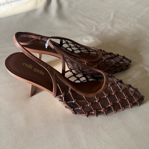 CULT GAIA
Soray 75 Knotted Leather And Pvc Slingback Pumps - Picture 5 of 14